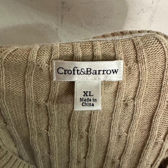 Croft & Barrow Pink, Tan, Gray Cable Knit Sweater, XL, Pre-owned - Picture 5 of 7